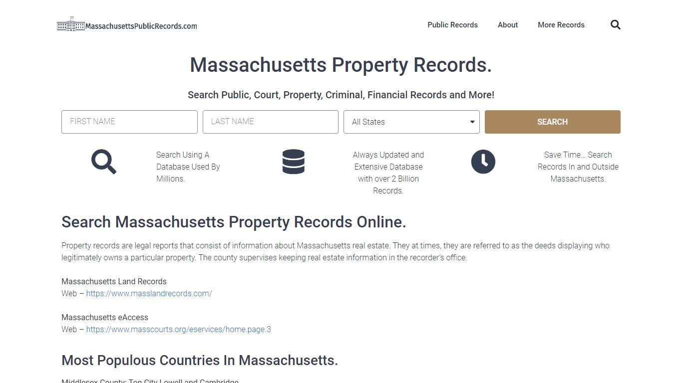 Massachusetts Property Records. - Massachusetts public records